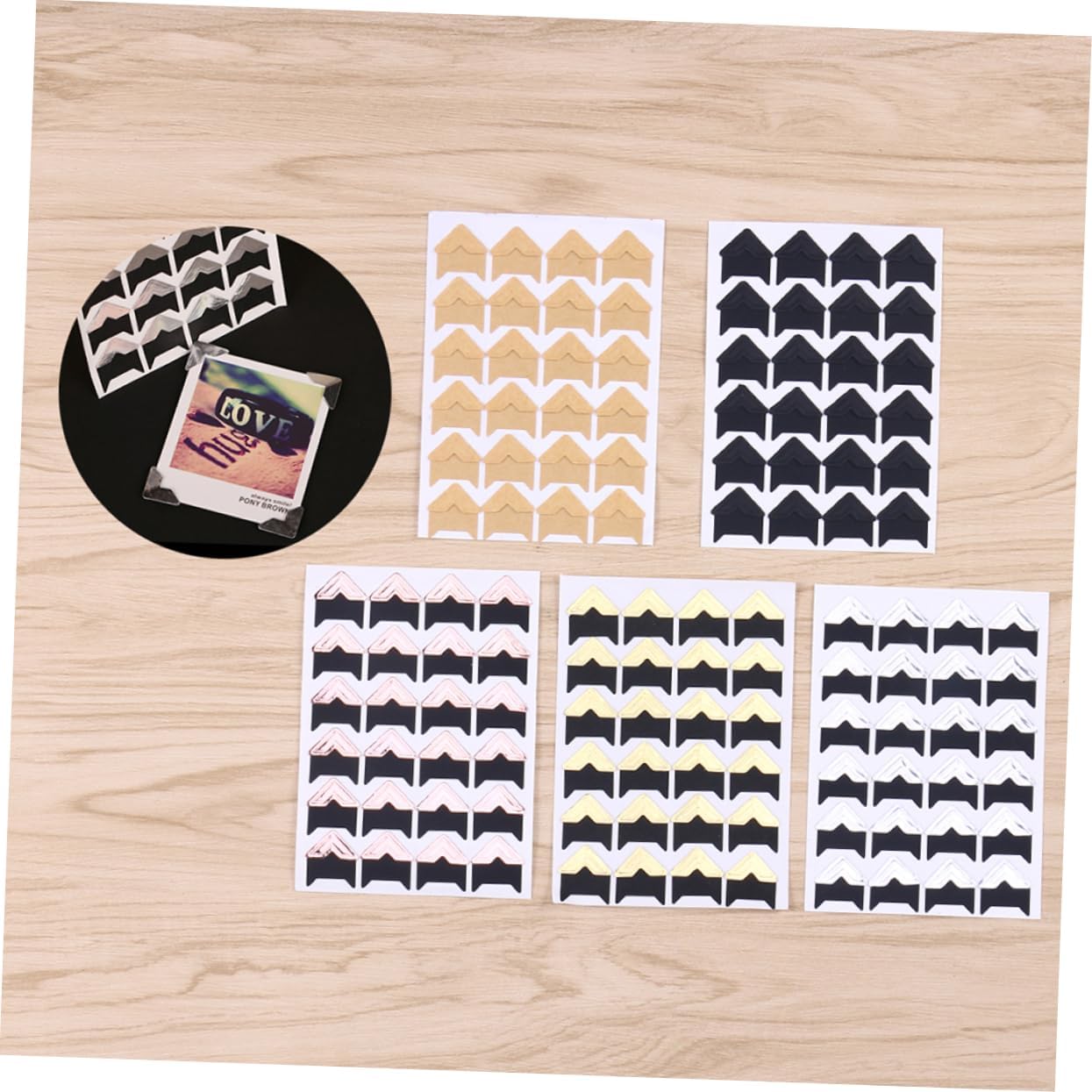 Gadpiparty 15 Sheet Kraft Photo Corner Stickers DIY Scrapbook Corner Stickers Vintage Album for Frame Decor Pcs/Sheet Self-Adhesive Kraft Paper