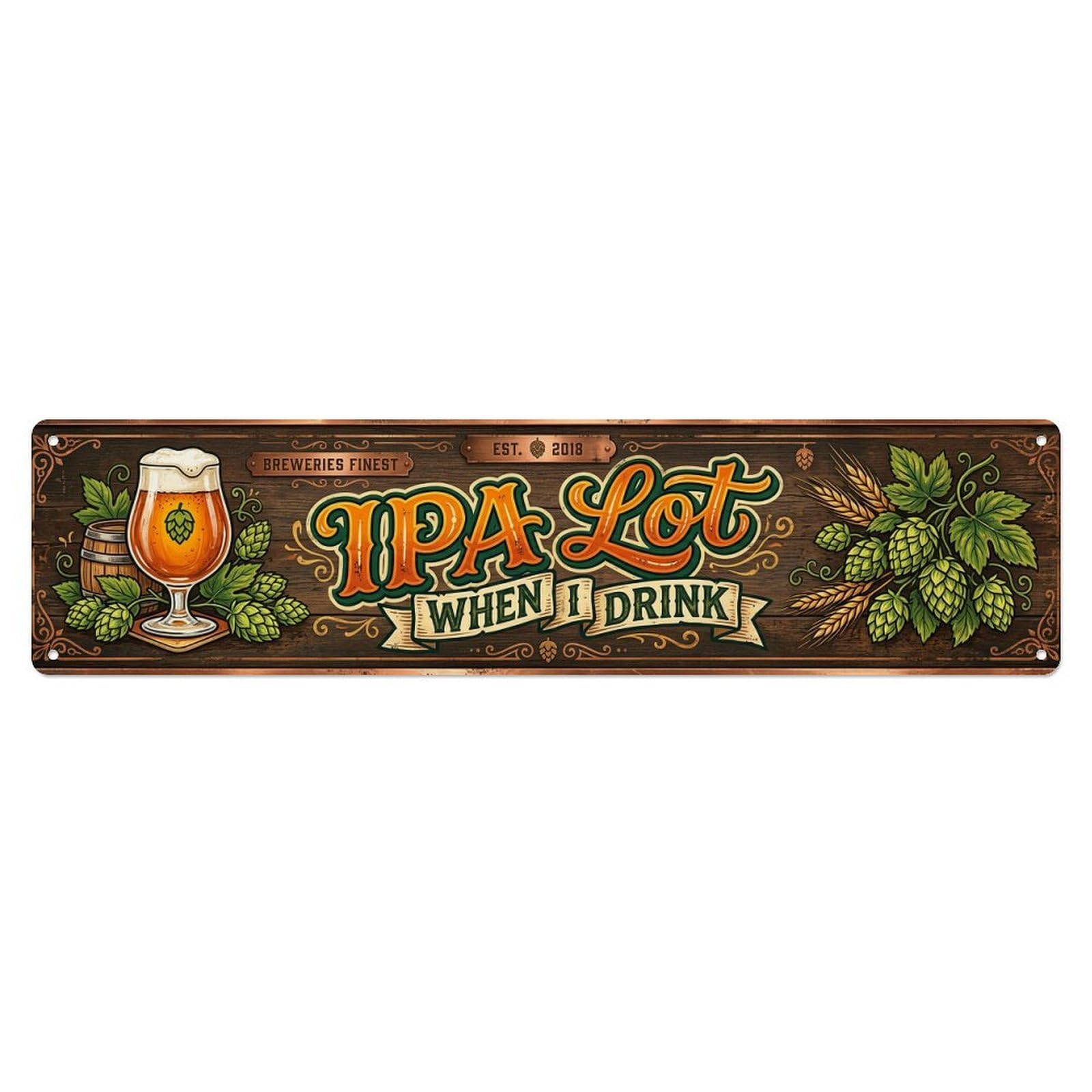 IPA Hoppy Brewery Beverage Metal Tin Sign Plaque Wall Decor for Cafe, Club Bar, Office, Home Garden Metal Poster 4x16Inch