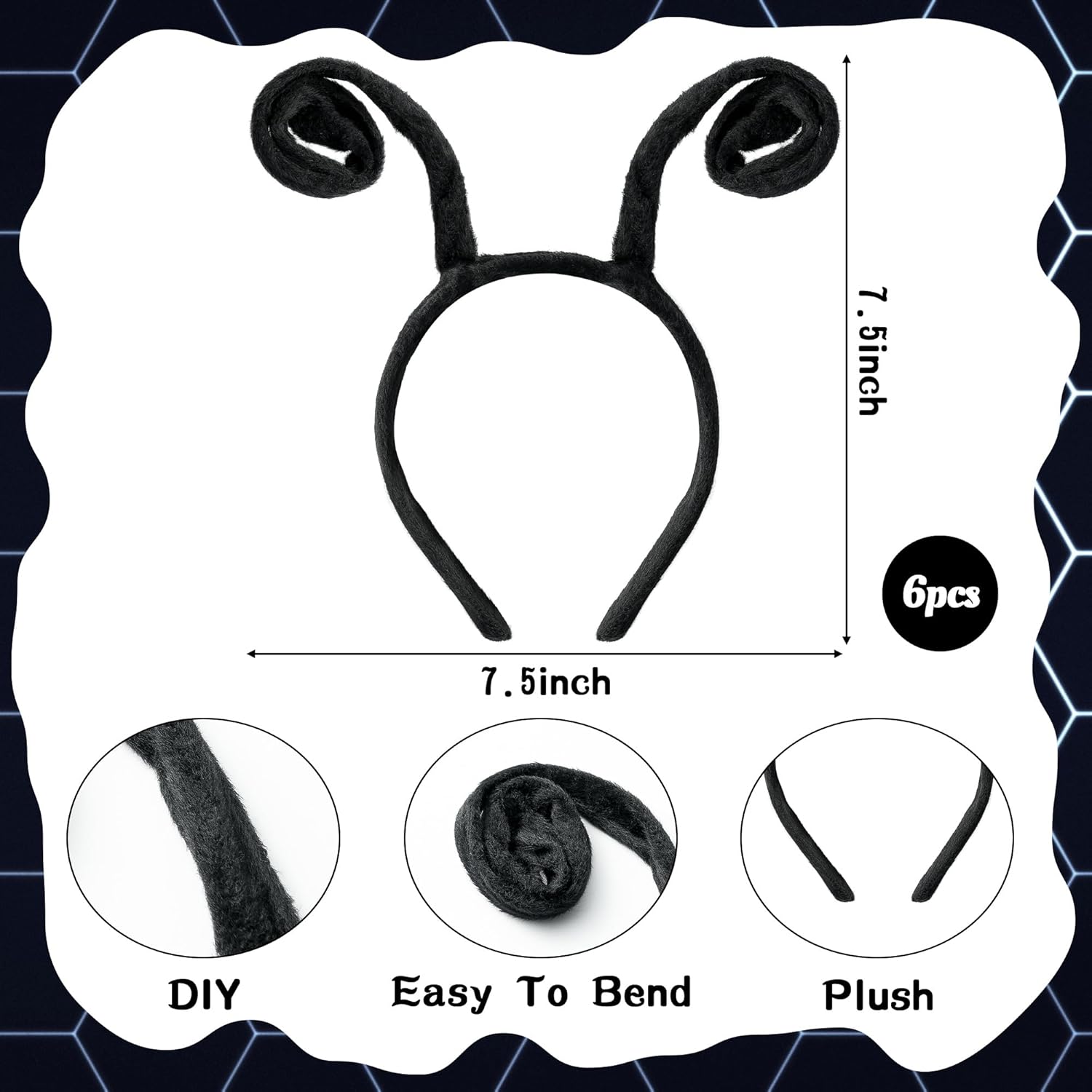 Yopyame 12PCS Fly Costume Bug Accessories Set Black Velvet Bug Antenna Headband with Glasses Insects Hairband Glasses Firefly Dragonfly Costume Accessories Bug Headband for Cosplay Party Supplies