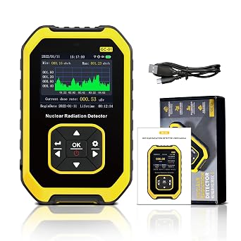 Nuclear Radiation Detector Geiger Counter Radiation Dosimeter Portable Beta Gamma X-ray Rechargeable Radiation Meter with LCD Display, 5 Dosage Units Switched for Household, Industry