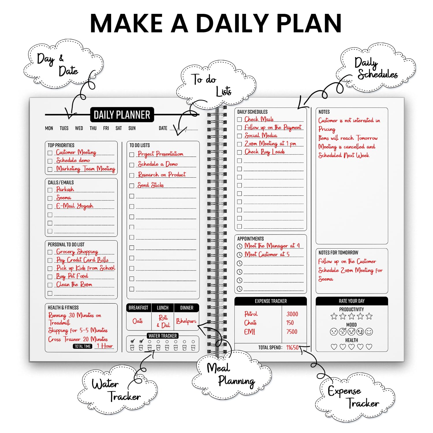 Amazon Brand - Umi Daily Planner Undated, Schedule Your Day, Manage to-do List, Goals Tracker, Wellness Tracker (Yellow - Daily Planner Get Things Done) Amazon Brand - Umi Daily Planner Undated, Schedule Your Day, Manage to-do List, Goals Tracker, Wellness Tracker (Yellow - Daily Planner Get Things Done)