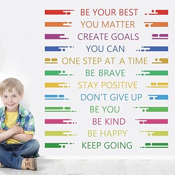 TOARTi Colorful Inspirational Quote Wall Decal,Motivational Phrases Staircase Decal,Inspirational Stair Riser Sticker Be Kind Be Creative Be Brave Wall Sticker for Classroom Stairs Staircase Decor