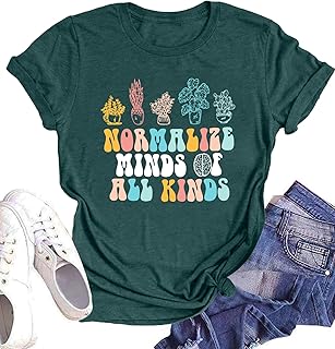 Mental Health Matters Shirt Women: Human Brain Illness Awareness Tops Inspirational Tee Casual Short Sleeve T Shirt