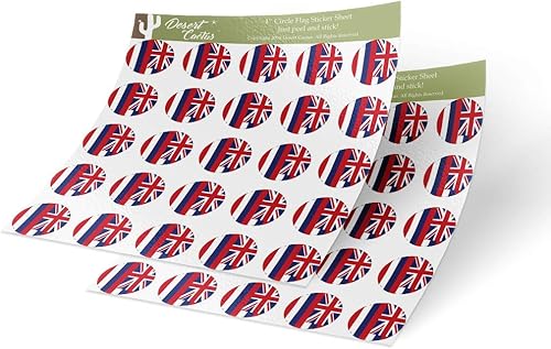 Miniatura 1 de Calcomanía de vinilo con la bandera del estado de Hawái, 1 pulgada, redonda, dos hojas, 50 piezas en total, con logotipo para niños, álbum de