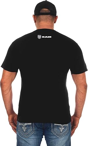 Miniatura 3 de JH Design Dodge Ram Logo Camiseta de manga corta para hombre, color negro