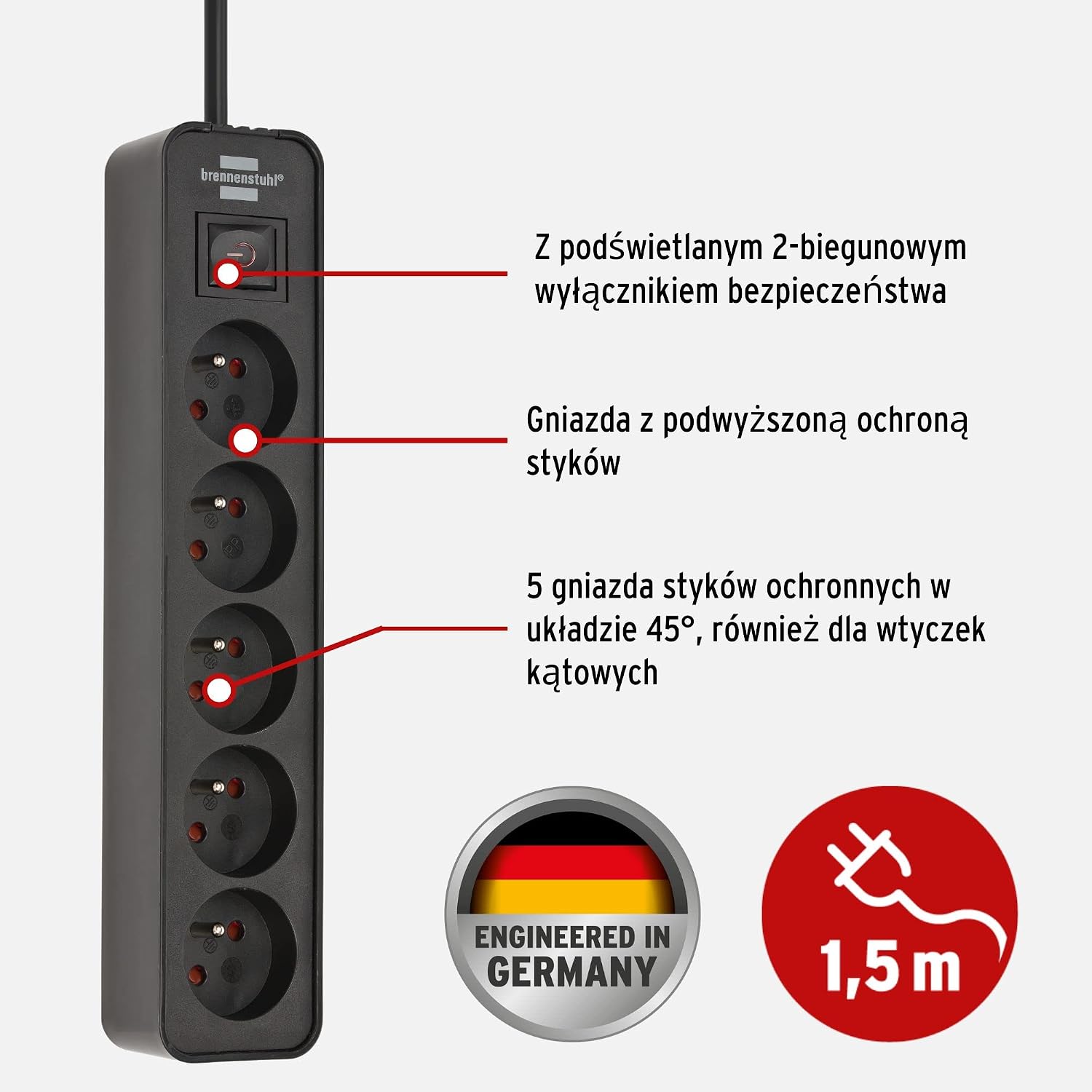Brennenstuhl 1153254000 Удлинитель чёрный 1 5 м