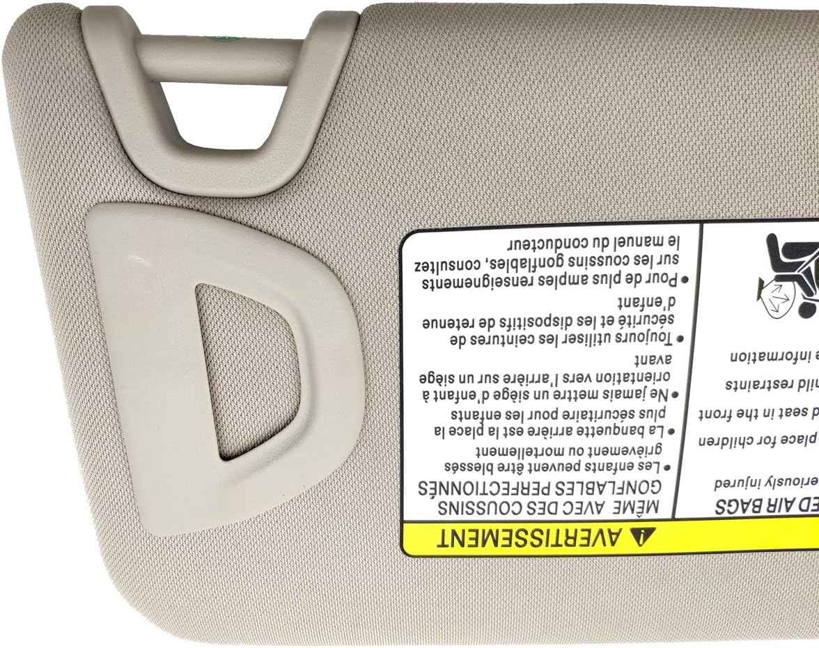 GOLDPAR Left Driver Side Sun Visor Compatible with Nissan Altima 2013 2014 2015 2016 2017 2018 with Light Without Sunroof, 96401-3TA2A (Grey)