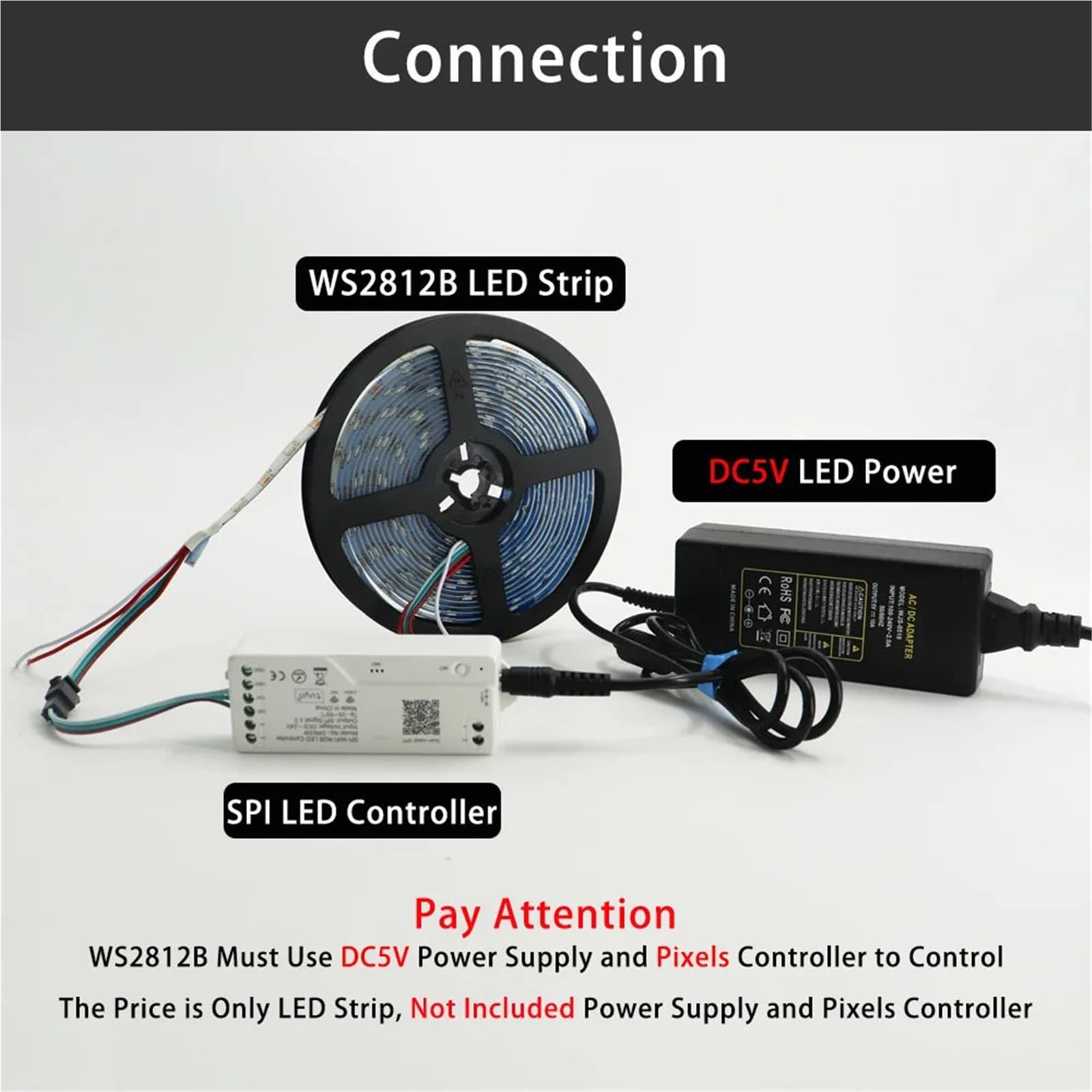 1 szt. WS2812B RGB LED Strip WS2812 5050 Indywidualnie adresowane inteligentne światła 30/60/74/96/144/LED/piksele białe czarne PCB DC5V (czarne PCB, 1 m 144 IP30)