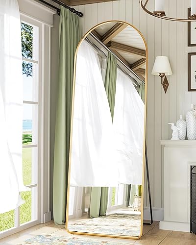 Miniatura 4 de Espejo de suelo de 66 x 23 pulgadas, espejo de longitud completa con soporte, espejo de pared arqueado, espejo de longitud completa, espejo de piso