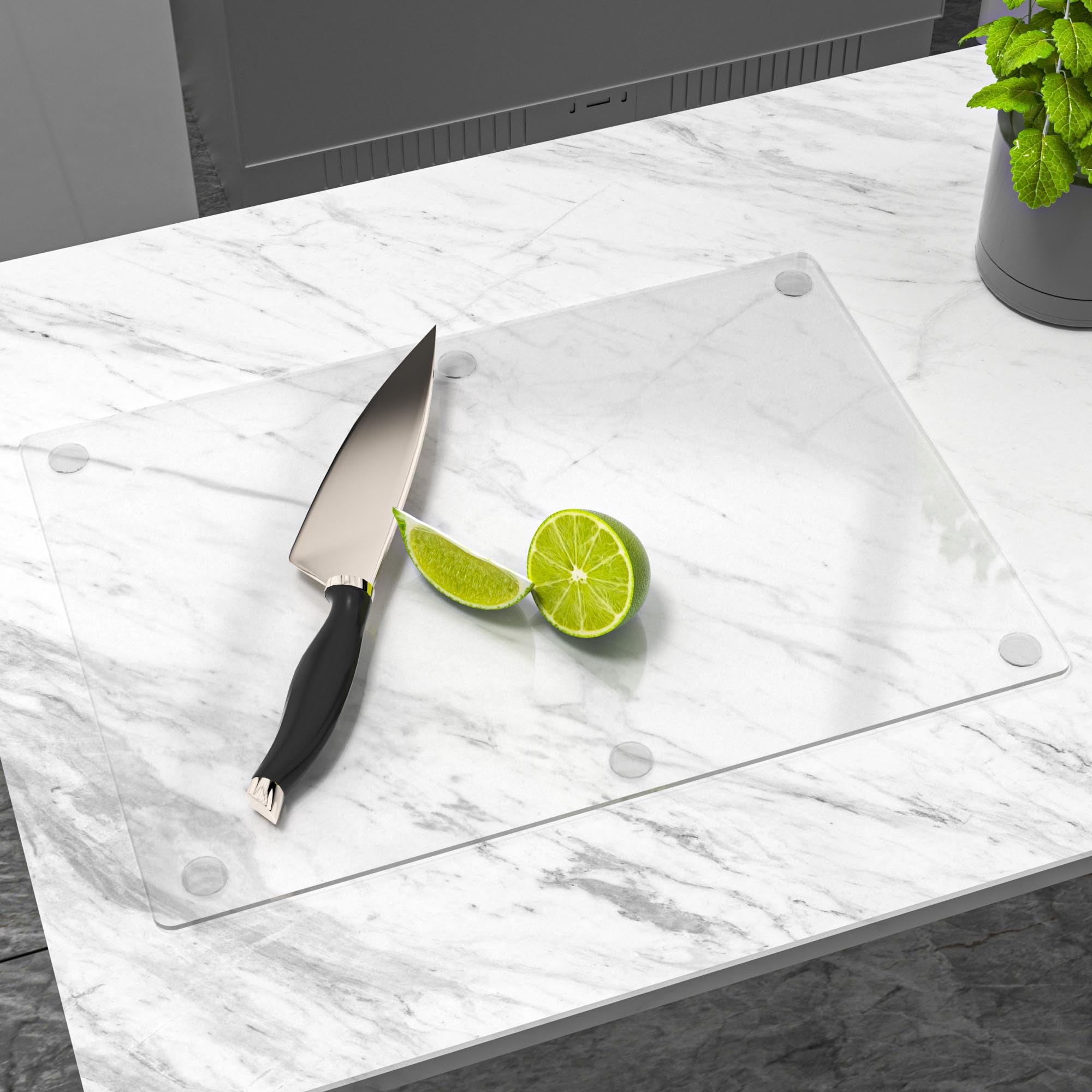 Acrylic Cutting Board, Transparent Anti-Slip Clear Cutting Boards for Kitchen Counter, Thickened 3mm Counter Cutting Boards for Kitchen Essential Gifts of Home, Apartment (13.8 x 9.8in)