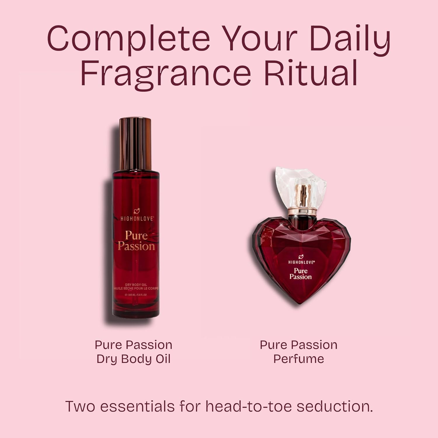 High On Love Dry Body Oil Spray - Soothing and Hydrating Body Glow Oil with No Greasy Residue, Made with Premium 100% Natural Ingredients (100 ml) (Pure Passion)