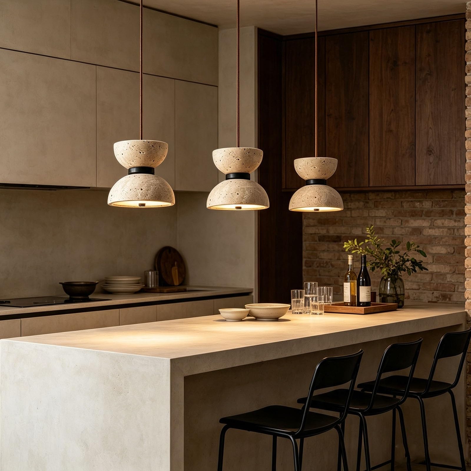 Lámpara colgante de un solo cabezal Luz colgante con pantalla de travertino