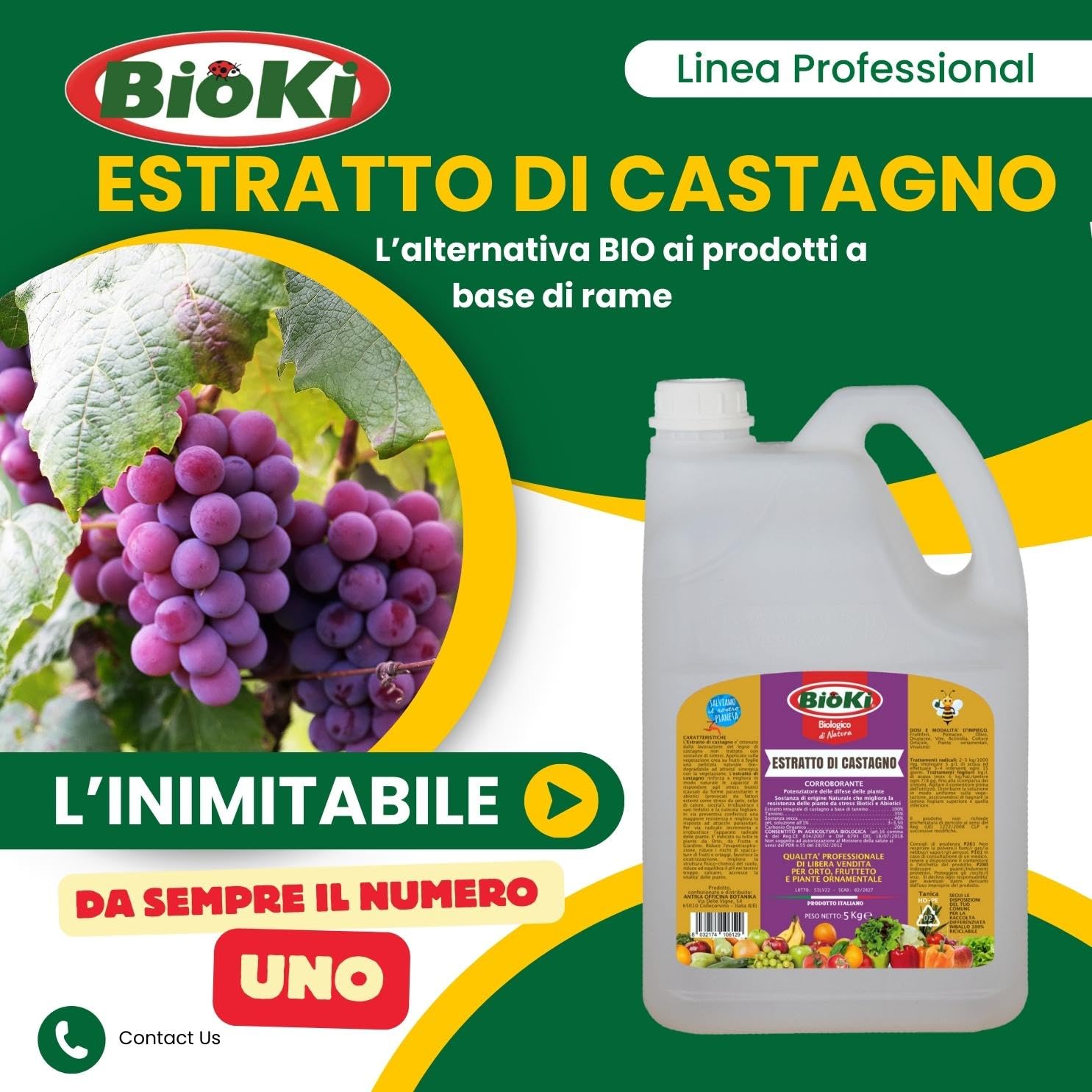 Antika Officina Botanika Estratto distillato di legno di castagno, elicitore di resistenza per malattie di orticoltura, frutticoltura e giardinaggio, tanica da 5 kg