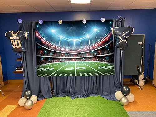 Miniatura 9 de Telón de fondo de campo de fútbol, estadio deportivo, auditorio, fondo de fotografía, decoración de fiesta temática de fútbol, pancarta de mesa para