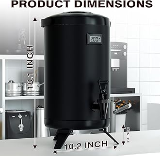 Nalison Insulated Beverage Dispenser-75 Cup Hot Drink Beverage for Catering-Stainless Steel Hot Beverage Dispenser 12 L/3.2 Gallon Hot Coffee Dispenser with Spigot for Hot tea, Water,Juice (black)