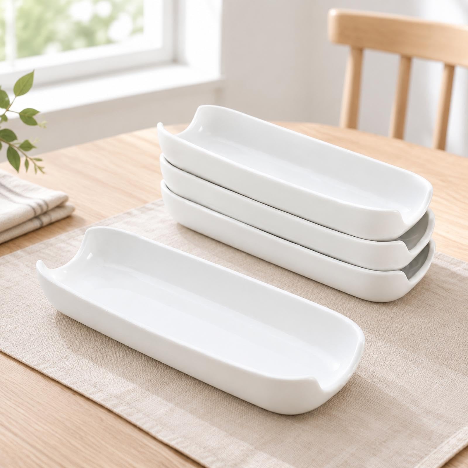 Mais Servierplatten mit länglicher Muldenform und erhöhten Enden