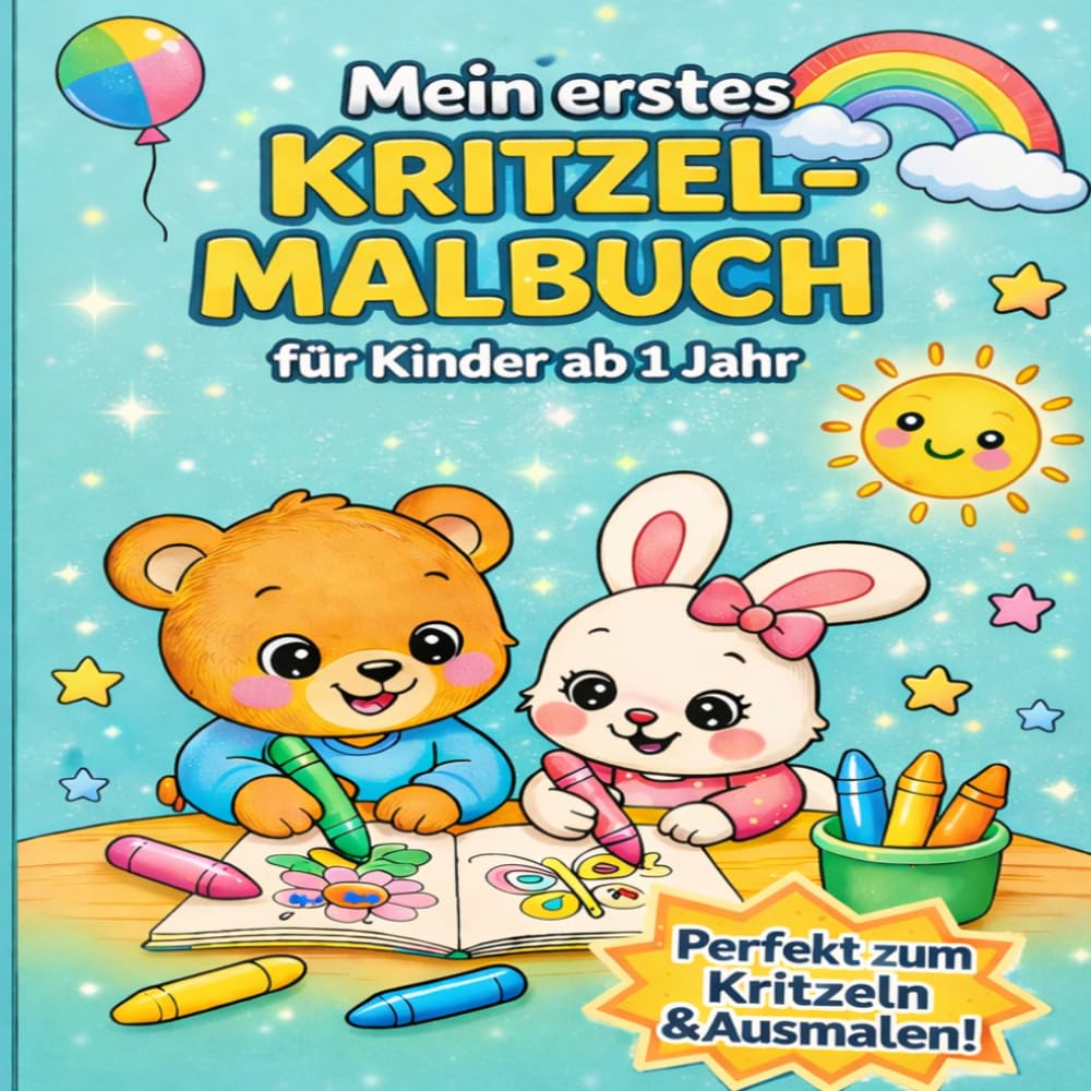 Mein erstes Kritzel-Malbuch ab 1 Jahr: Einfaches Malbuch für Kinder ab 1 Jahr mit dicken Linien – Tiere, Fahrzeuge & Formen | Fördert Kreativität & Feinmotorik“