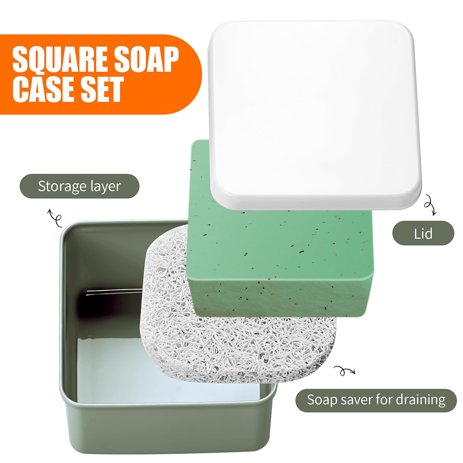 Lot De 2 Porte-savons De Voyage Carrés Bleu Marine - Boîtes Plastique Avec Couvercle Et Tampon Drainant - Pour Salle De Bain, Gym, Camping
