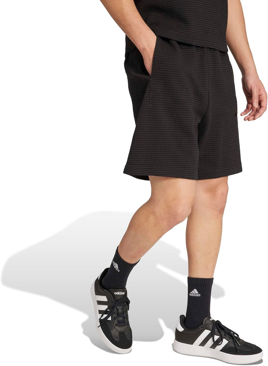 Adidas Mens All Szn Waffle-Knit Loose 7-inch Shorts - Image 2