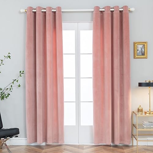 Miniatura 9 de PLEASANT BOULEVARD Cortinas de terciopelo 2 paneles Cortinas opacas pesadas con ojales, cortinas de oscurecimiento con aislamiento térmico para sala