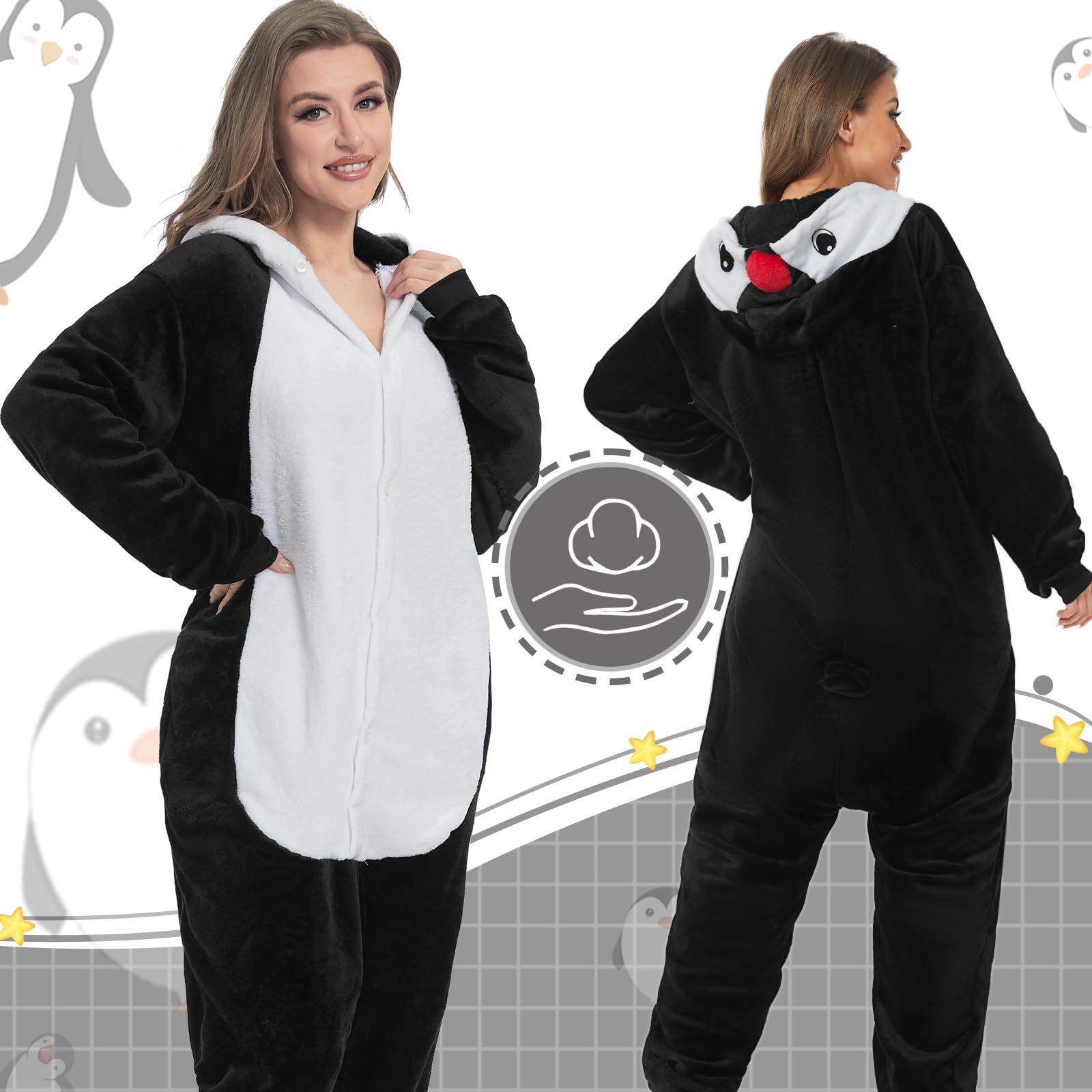 JONRRYIN Piżama Zwierzęta Dorosły Unisex Kombinezon, Zwierzęca Piżama Onesie Kostium, Piżama Kigurumi Anime Sleepwear Kombinezon Cosplay Zestaw na Halloween, karnawał