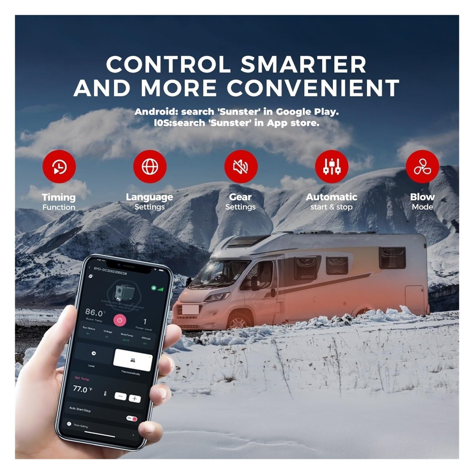 12 V 24 8 KW Nagrzewnica Powietrza Diesel Postojowa Cichy Nocny Grzejnik Z LCD I Bluetooth APP Do Samochodu Kempingowego, Ciężarówki, Domu Łatwy w instalacji