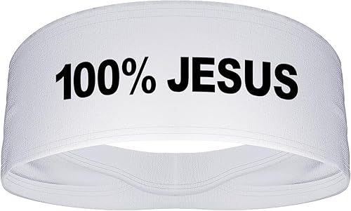 100% Jesus Sports - Diadema elástica de 4 pulgadas de ancho, cónica de fútbol, fútbol, fútbol blanco, negro, atletismo, fitness, banda para el