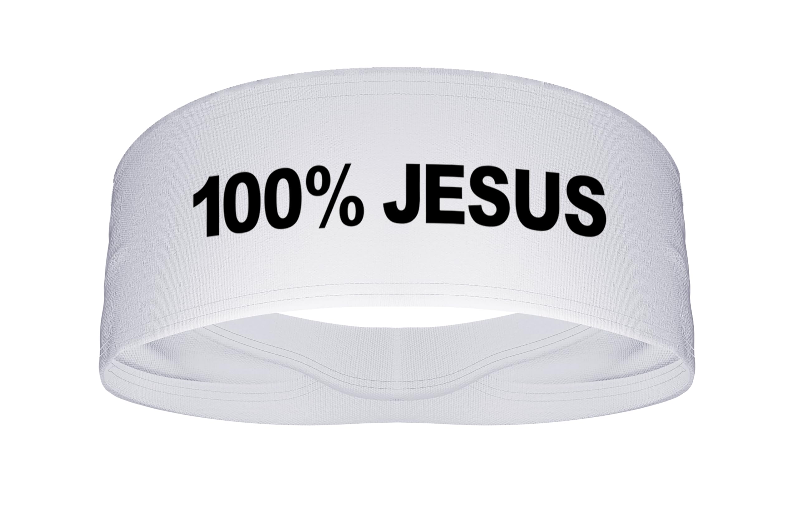 100% Jesus Sports Stretch Headband 4" Wide Tapered Soccer Fútbol Football White Black Athletics Fitness - Fan Sweatband Headwrap Ninja Bandana