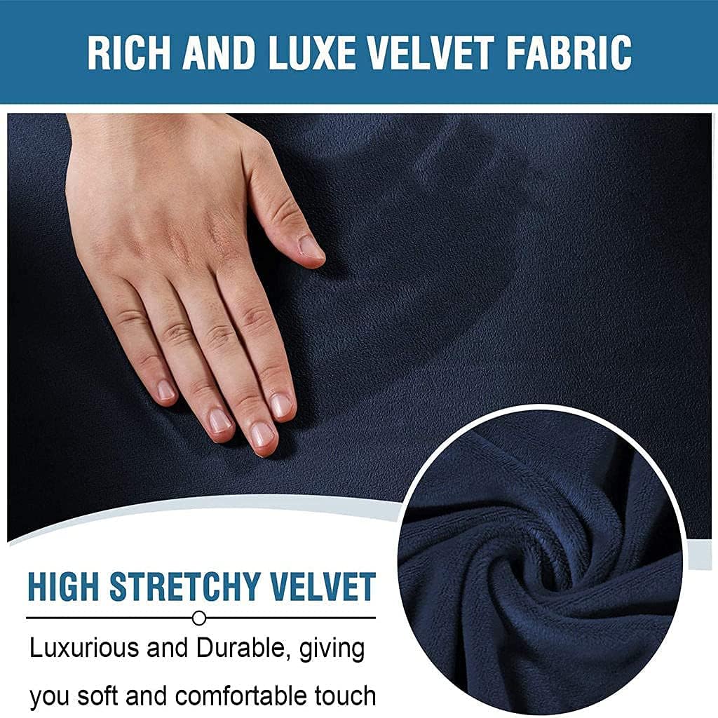 Soft Velvet Recliner Covers Stretch Recliner Chair Slipcover 3 seat Recliner Sofa Cover Non Slip Washable Reclining Couch Cover for Living Room (Color : Navy, Size : 3 Seater)