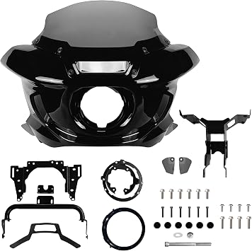 FATECIM Front Headlight ST Fairing with 7" Smoke Windshield Windscreen & Mounting Kits For Harley Street Bob FXBB 2018 2019 2020 FXBBS 2021 2022 2023 2024 Softail Standard FXST 2020 2021 2022