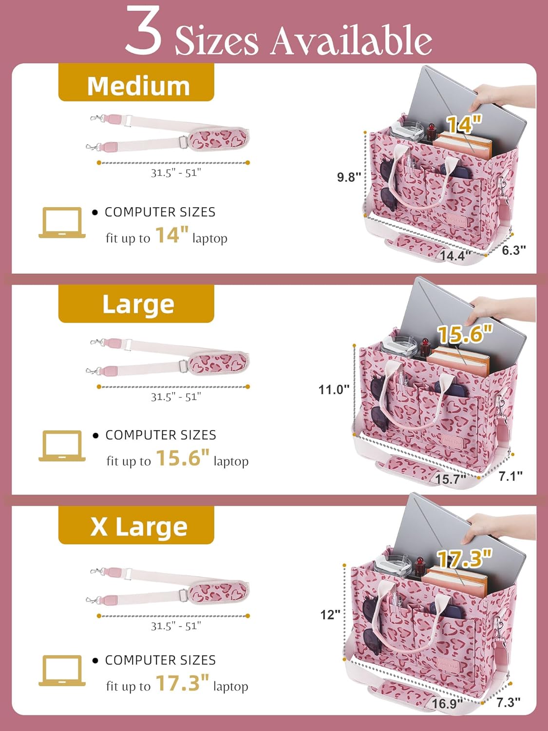 FIORETTO Canvas Tote Bag for Women with Zipper Closure & Individual Compartments for Work College for Teacher & Nurse - Image 6