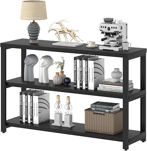 Miniatura 8 de EXCEFUR Mesa de entrada industrial, mesa consola de 3 niveles para sala de estar, mesa de sofá de madera para pasillo detrás del sofá (47 pulgadas,