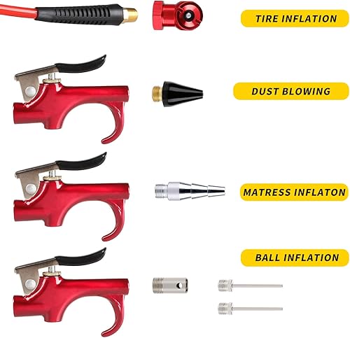 Miniatura 2 de Hromee Kit de accesorios de compresor de aire de 16 piezas con manguera de aire de polietileno de retroceso de 1/4 pulgadas, kit de inflado de