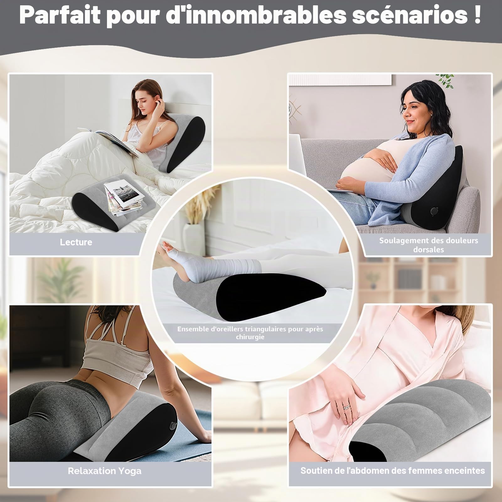 Coussin Jambes Surélevé Oreiller Gonflable – Positionneurs De Corps Léger pour Dormir, Surélever des Jambes, Utilisation Au Lit, Voyage, Camping, Gonflage Rapide,Pliable Portable