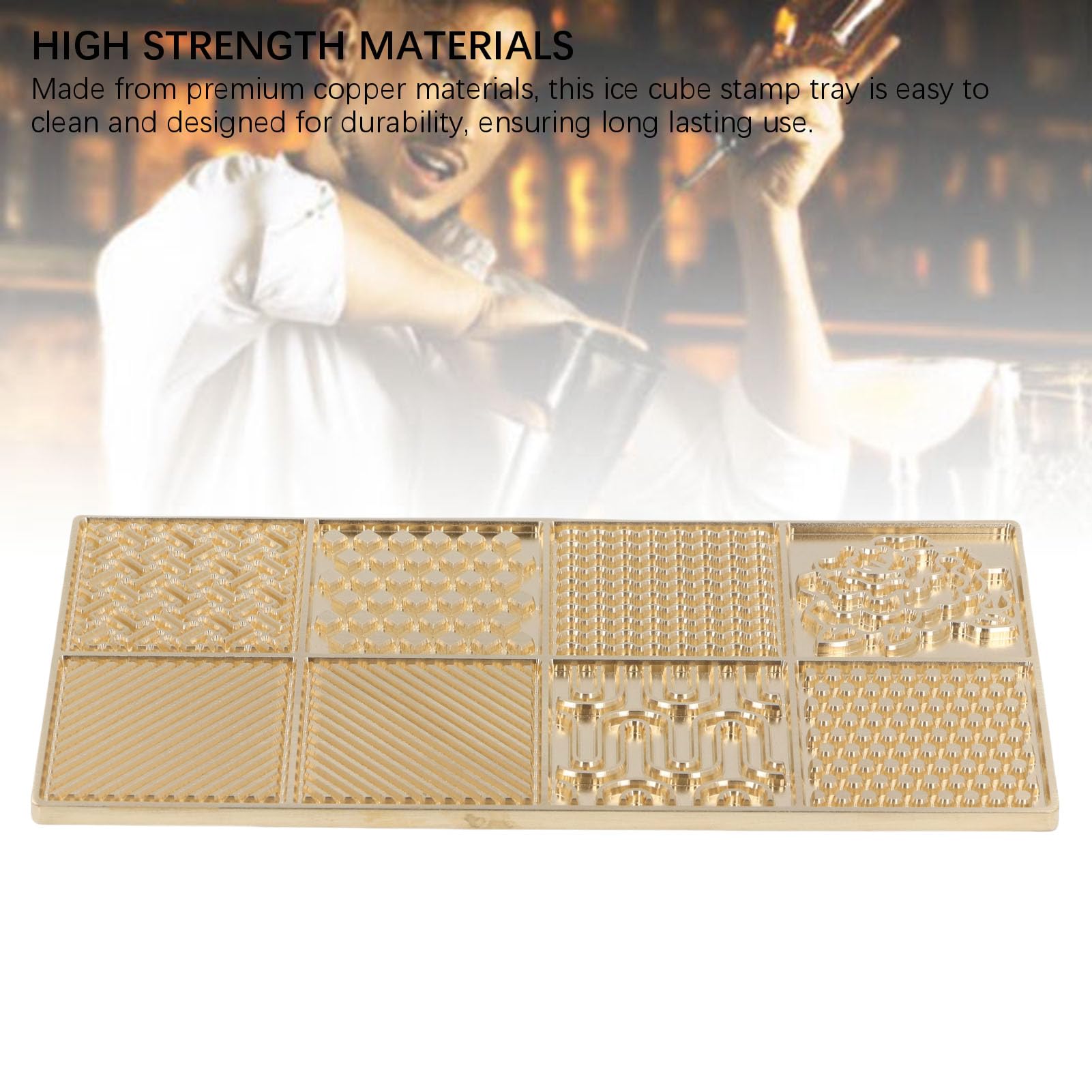 Brrnoo Bandeja de Cobre para Sellos de Cubitos de Hielo, Multiusos, Moderna, Fácil de Limpiar, para Bar, Fiesta, Cóctel (d02)