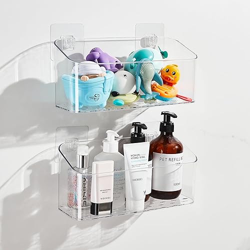 Miniatura 7 de Soporte de almacenamiento de juguetes de baño para bañera, organizador de juguetes de baño transparente de gran capacidad, organizador de ducha para