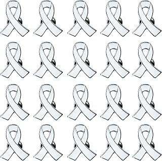 White Ribbon Pin 25pcs Lung Cancer Awareness Enamel Lapel Pins