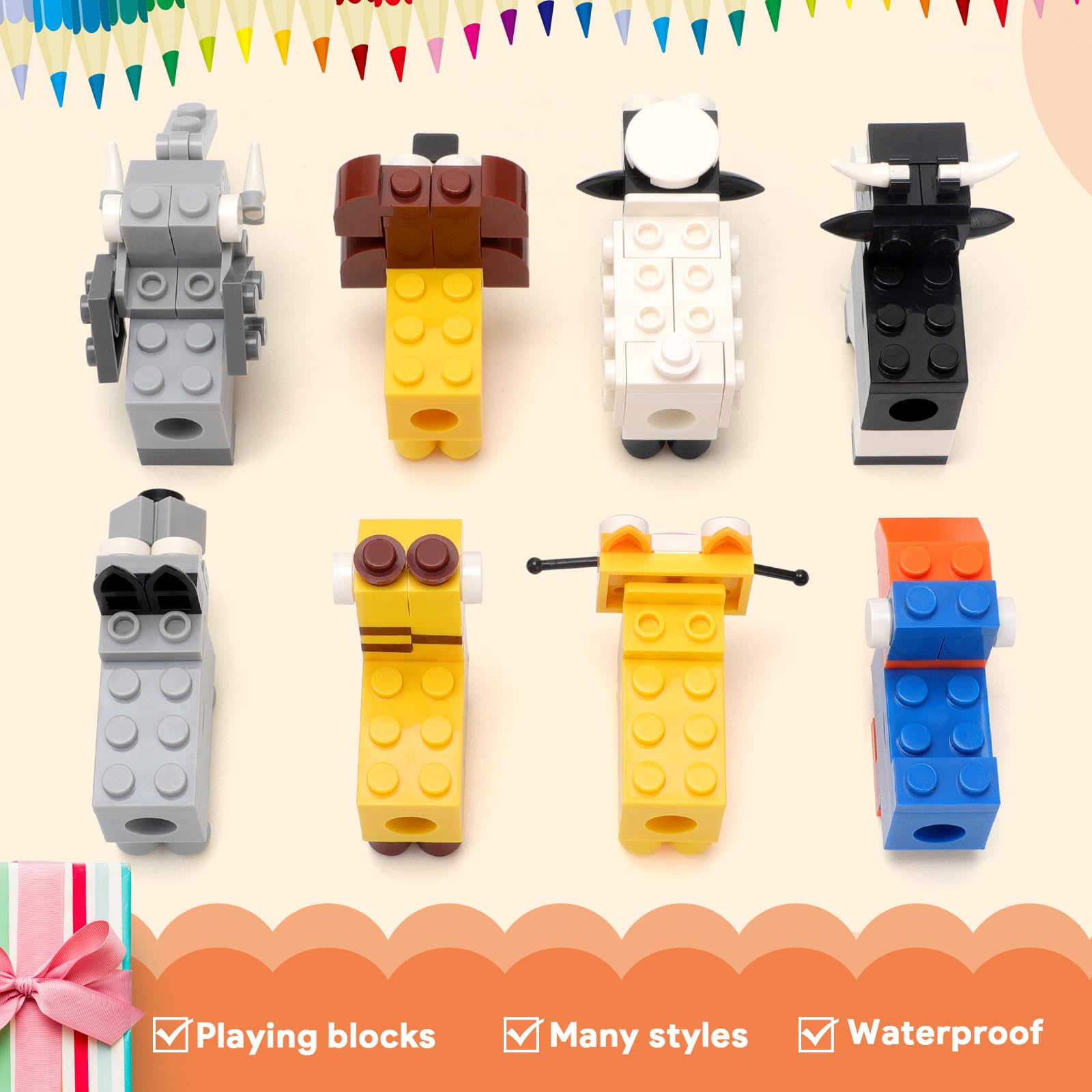 Block Bleistiftspitzer 24pcs, Anspitzer Mit Behälter, Gastgeschenk für Mitgebsel Kindergeburtstag 5 6 7 8 9 10 Jahre, Give Aways Kindergeburtstag Gastgeschenke für Kinder