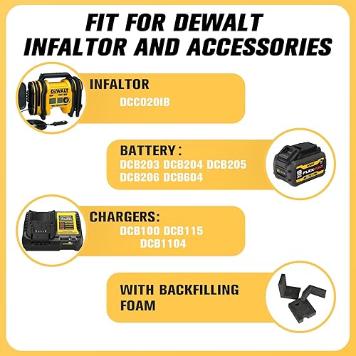 Miniatura 2 de Estuche para compresor de aire Dewalt DCC020IB: bolsa de herramientas portátil resistente para bomba Dewalt de 20 V, inflador de neumáticos