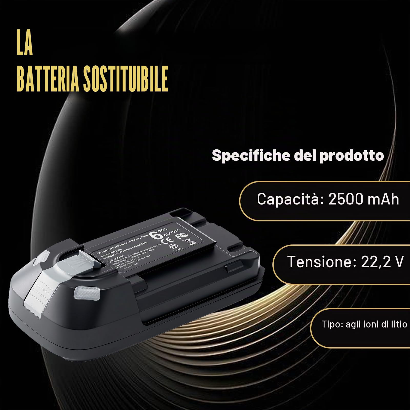 Batteria di ricambio agli ioni di litio da 22,2 V per Rowenta X-Force Flex serie 8.60, compatibile con RH9638, RH9639, RH9678, RH9690 e TY96 EO96, sostituisce batteria ZR009700, potente e durevole