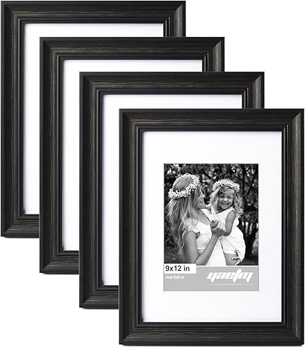 Miniatura 32 de Yaetm Portarretratos dorado de 16 x 20 pulgadas con paspartú de 11 x 14 pulgadas, juego de 4 unidades, molduras de 1.4 pulgadas de ancho y marco