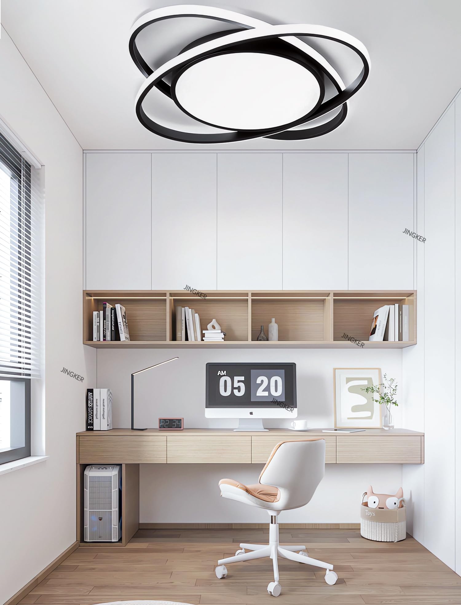 Nowoczesna minimalistyczna lampa sufitowa LED sypialni Okrągła konstrukcja 72W zpilotem Półwpuszczana lampa sufitowa Lampa sufitowa salonu Odpowiednia salonów isypialni (Czarny, L53cm)