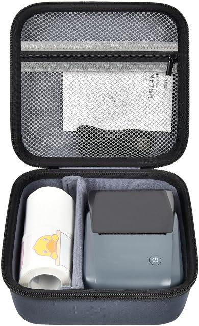 GWCASE Cas de transport dur pour NIIMBOT B1 & B21 Label Maker, organisateur de stockage de voyage étanche avec diviseur mobile pour imprimante, bandes supplémentaires & Câbles, idéal pour les petites entreprises & Sommaire - Gris foncé