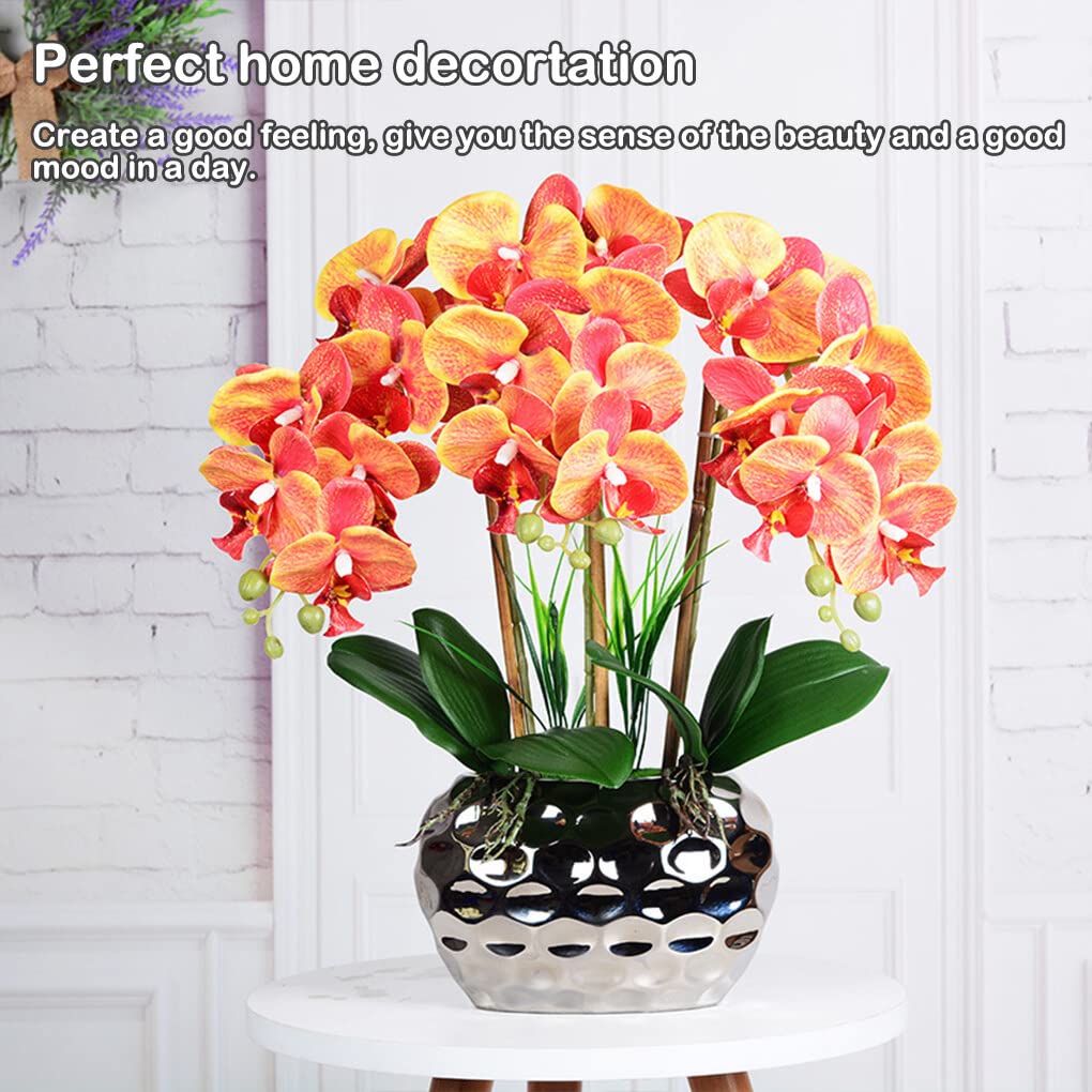 Widealiff Large Artificial Orchid Bonsai With Vase - Lifelike Phalaenopsis Fake Plant For Home, Office & Party Decor, Light Yellow White - View #8