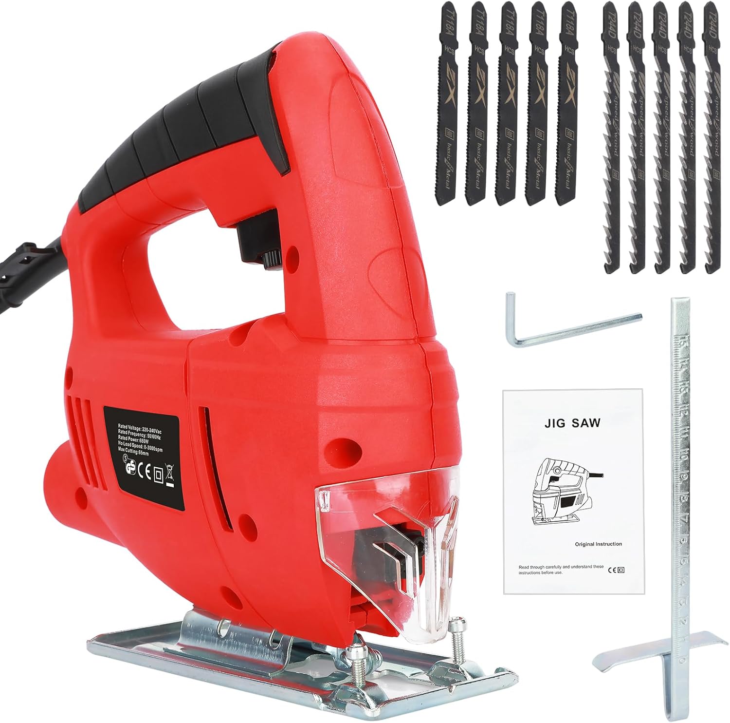 CUSROS 680W Electric Jigsaw Tool Kit, 3000SPM Corded Jig Saw Cutting