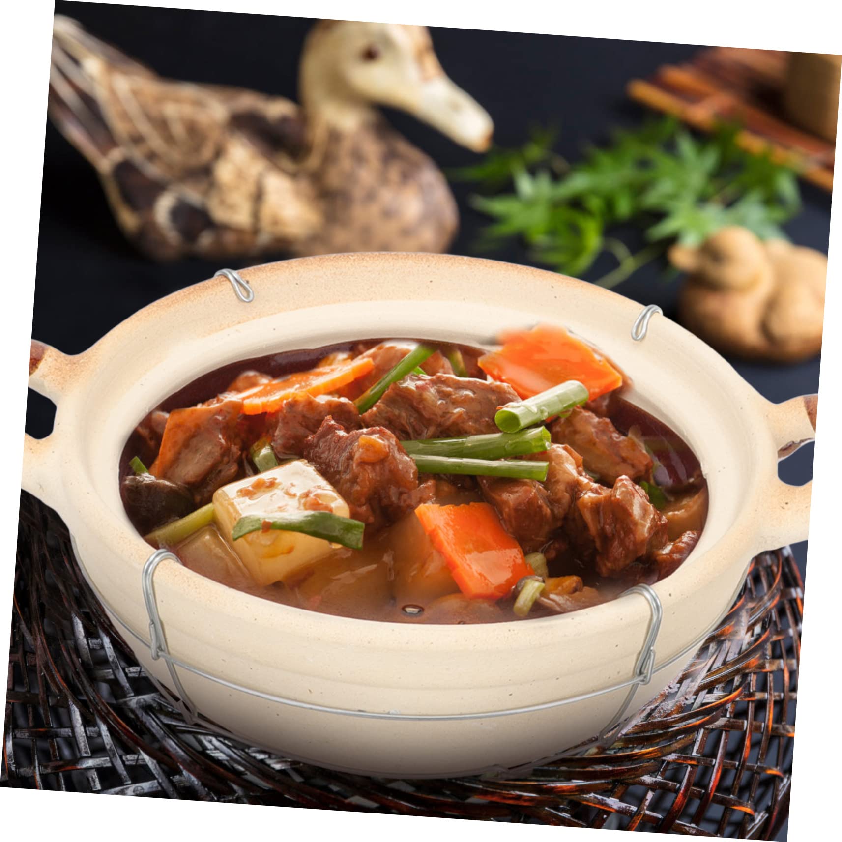 Sosoport Olla Doméstica de Barro Asa Única, Capacidad 0.5l, Transferencia Uniforme de Calor y Superficie Antiadherente para Guisar Comida en Cocina Casera