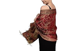 Elegant Women's Scarfs: Soft Silky Reversible Paisley Pashmina Shawl Wrap Scarf with Fringes