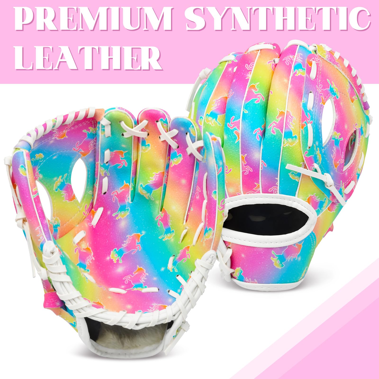 OlyPegic Gant de baseball pour enfants de 3 à 9 ans – Cuir synthétique facile à enfiler | Paume en polyuréthane | Maille respirante | Doublure douce | Tee Ball et Little League | Garçons et filles |