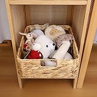 Vista 2 de YAHUAN Water Hyacinth Storage Basket, Handwoven, 15.35L x 12W x 4.72H in, Brown