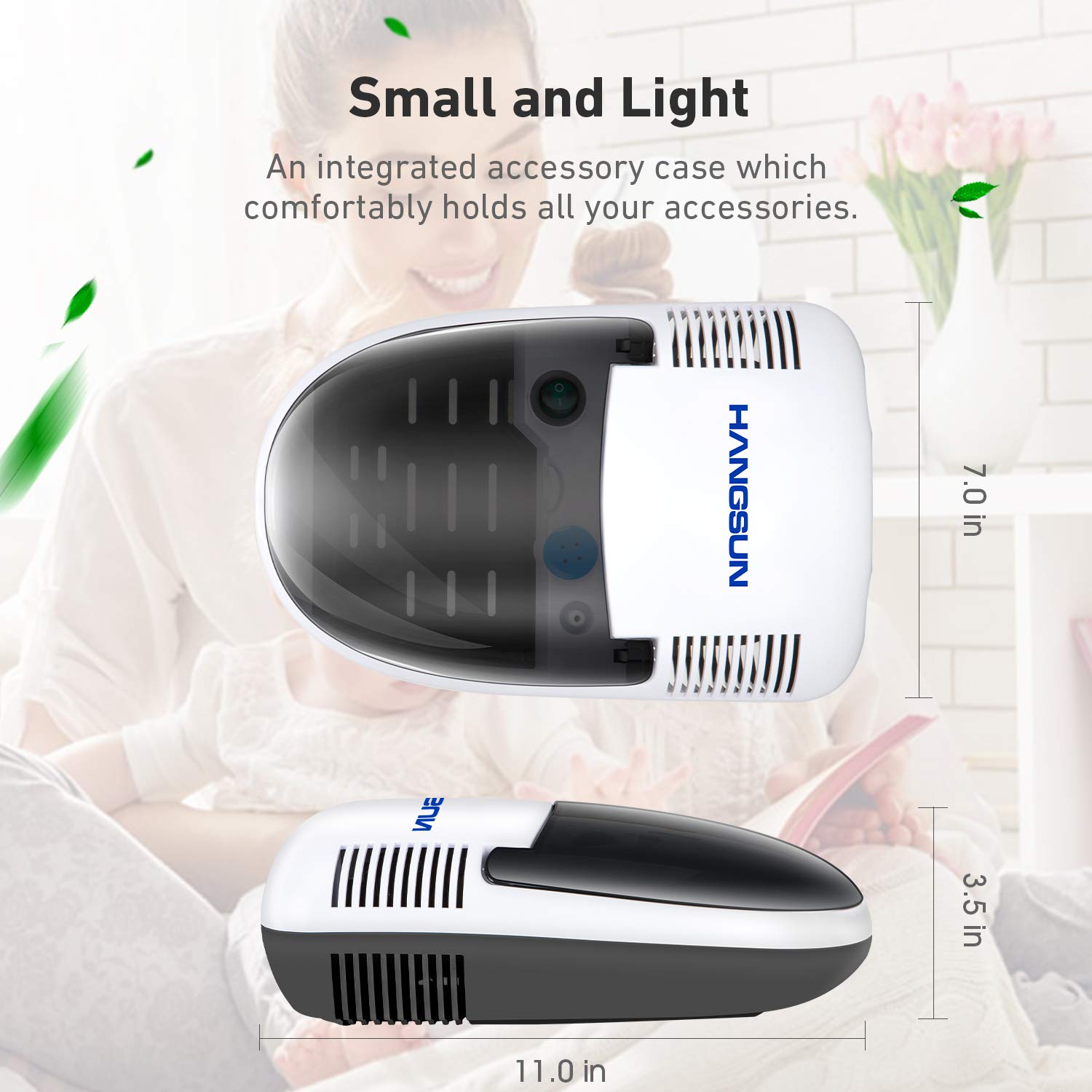 Hangsun Nébuliseur Inhalateur CN680 Portable Compresseur avec Embout et Masque pour les Enfants et les Adultes